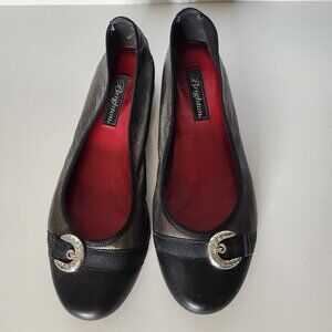 Brighton "Baby" Pewter & Black Slip-On Flats, size 9.5